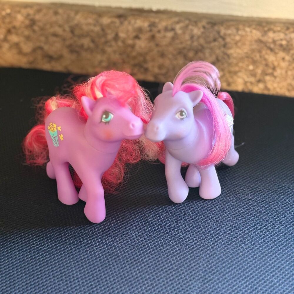 2 Vintage G1 My little Pony Candy Cane Carmel Crunch/Sundae Best Pony Figures